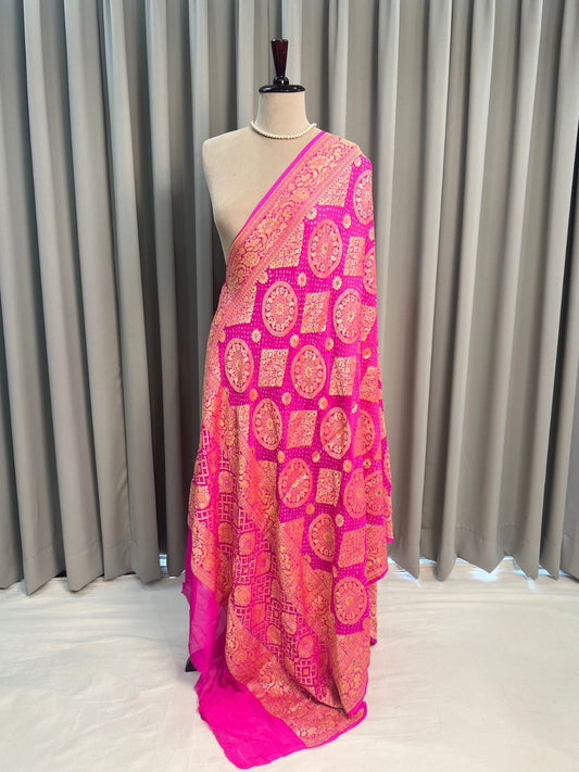 Pink Bandhej Dupatta