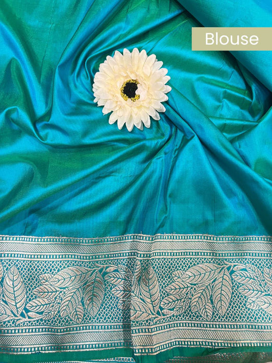 Dual Shade Green and Blue Katan Silk blouse