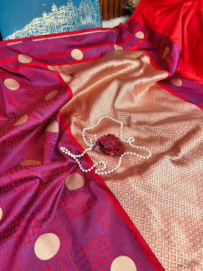 Pink and Purple tones Katan Silk