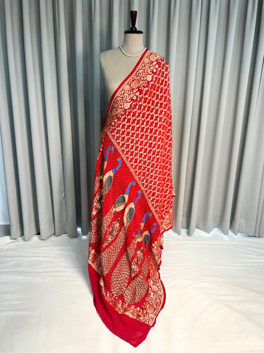 Red Bandhej Dupatta