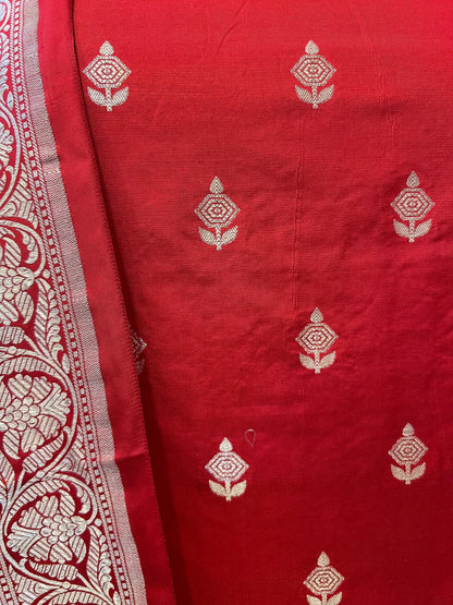Red Katan Silk Suit