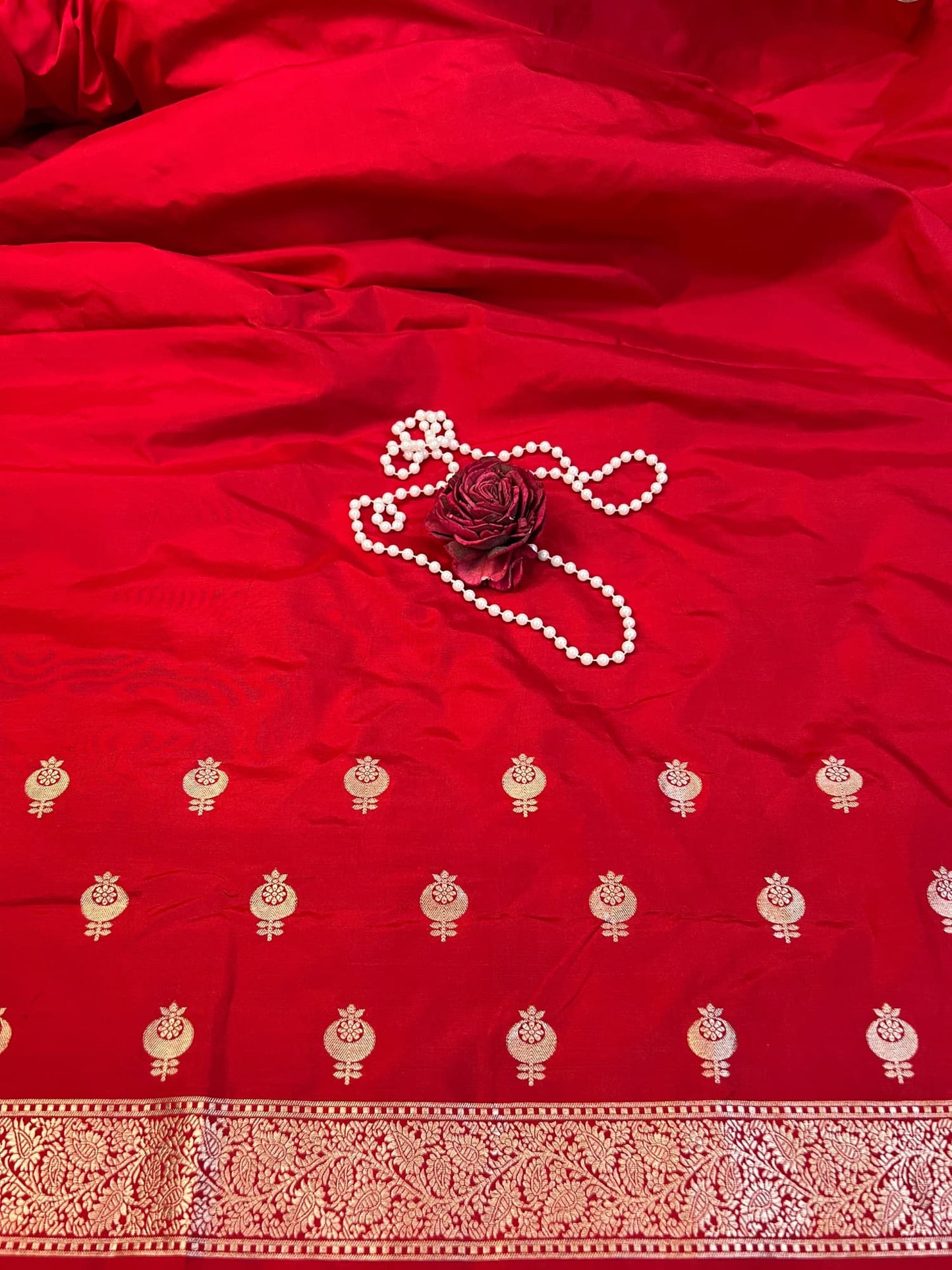 Red Katan Silk Suit