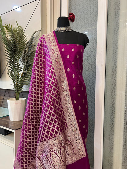 Purple Katan Silk Suit