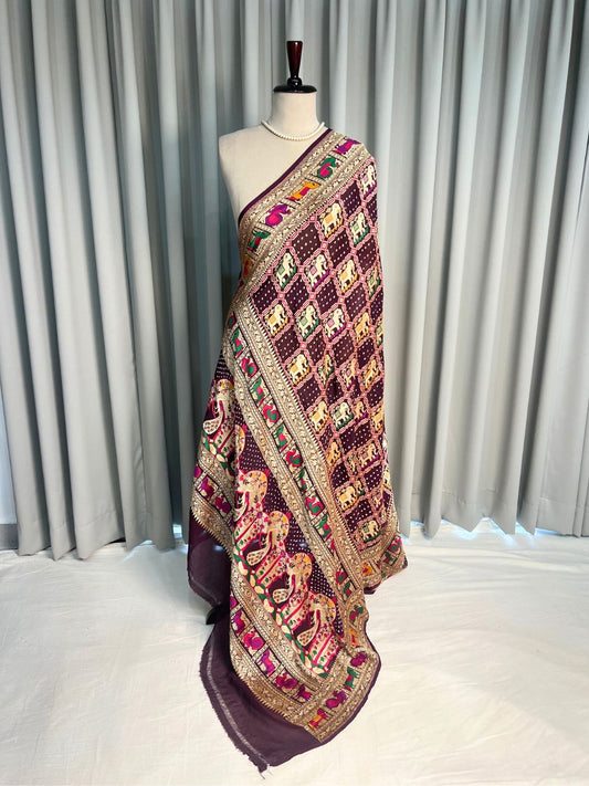 Maroon Bandhej Dupatta