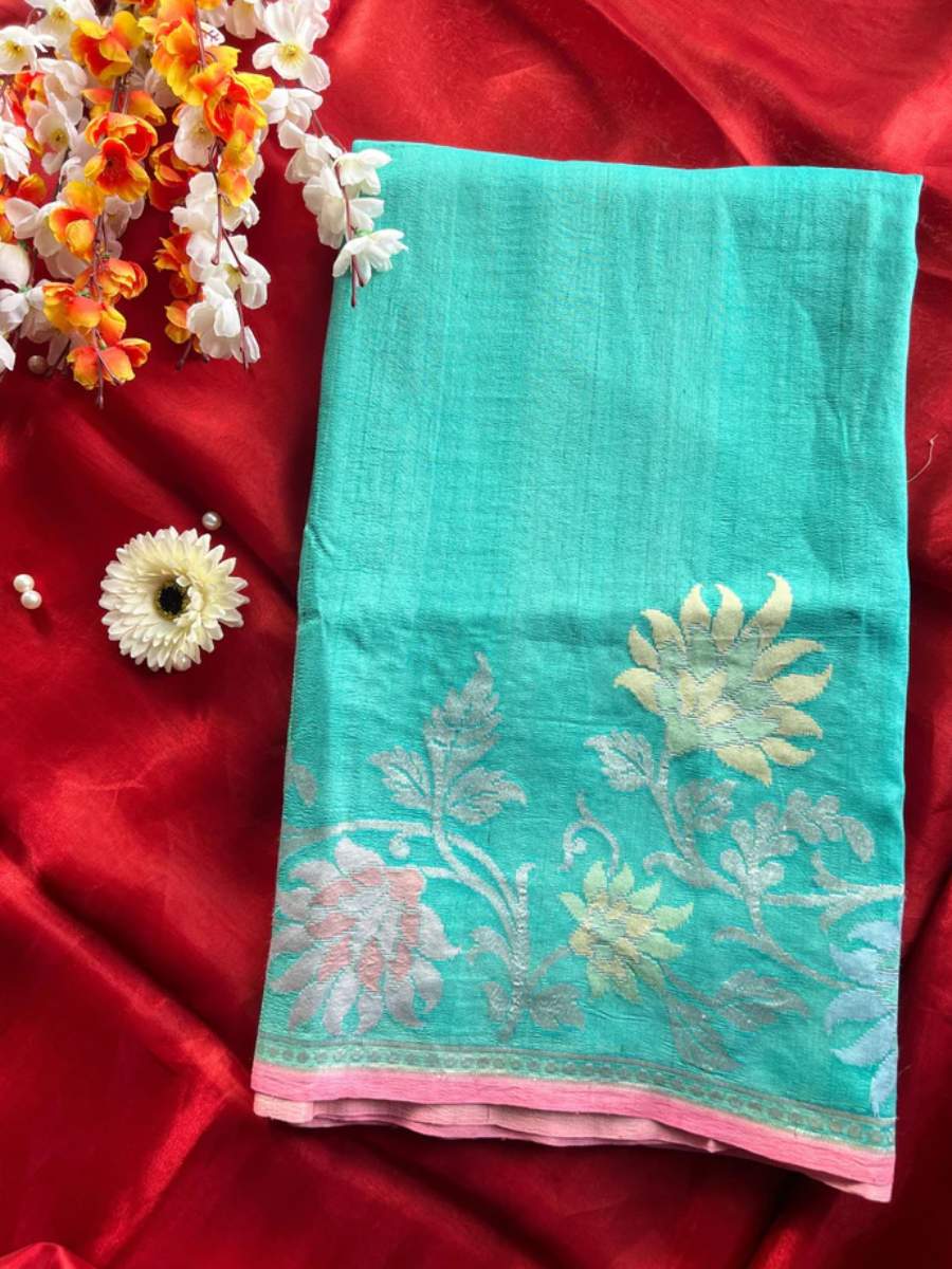Sea Green Tussar Silk
