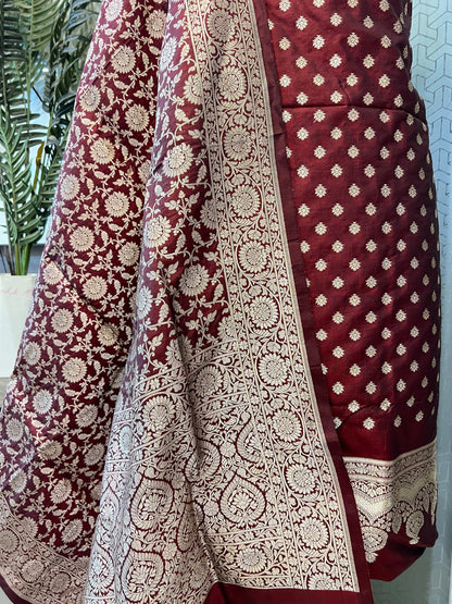 Wine Katan Silk Suit
