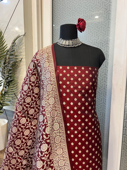 Wine Katan Silk Suit