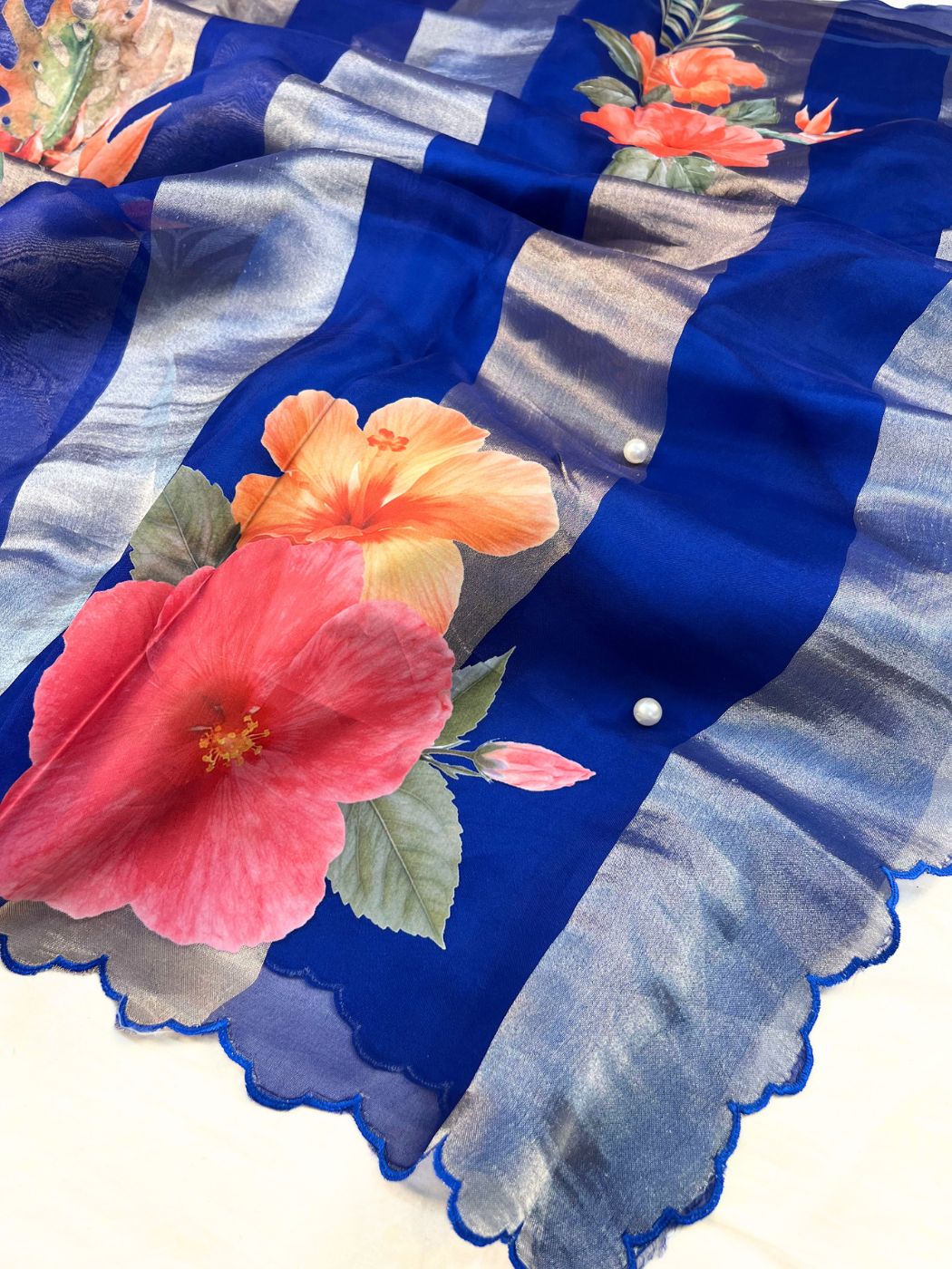 Royal Blue Kora Tissue Silk