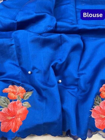 Royal Blue Kora Tissue Silk