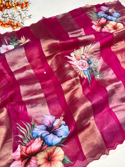 Hot Pink Kora Tissue Silk