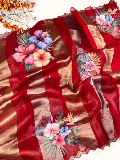 Red Kora Tissue Silk