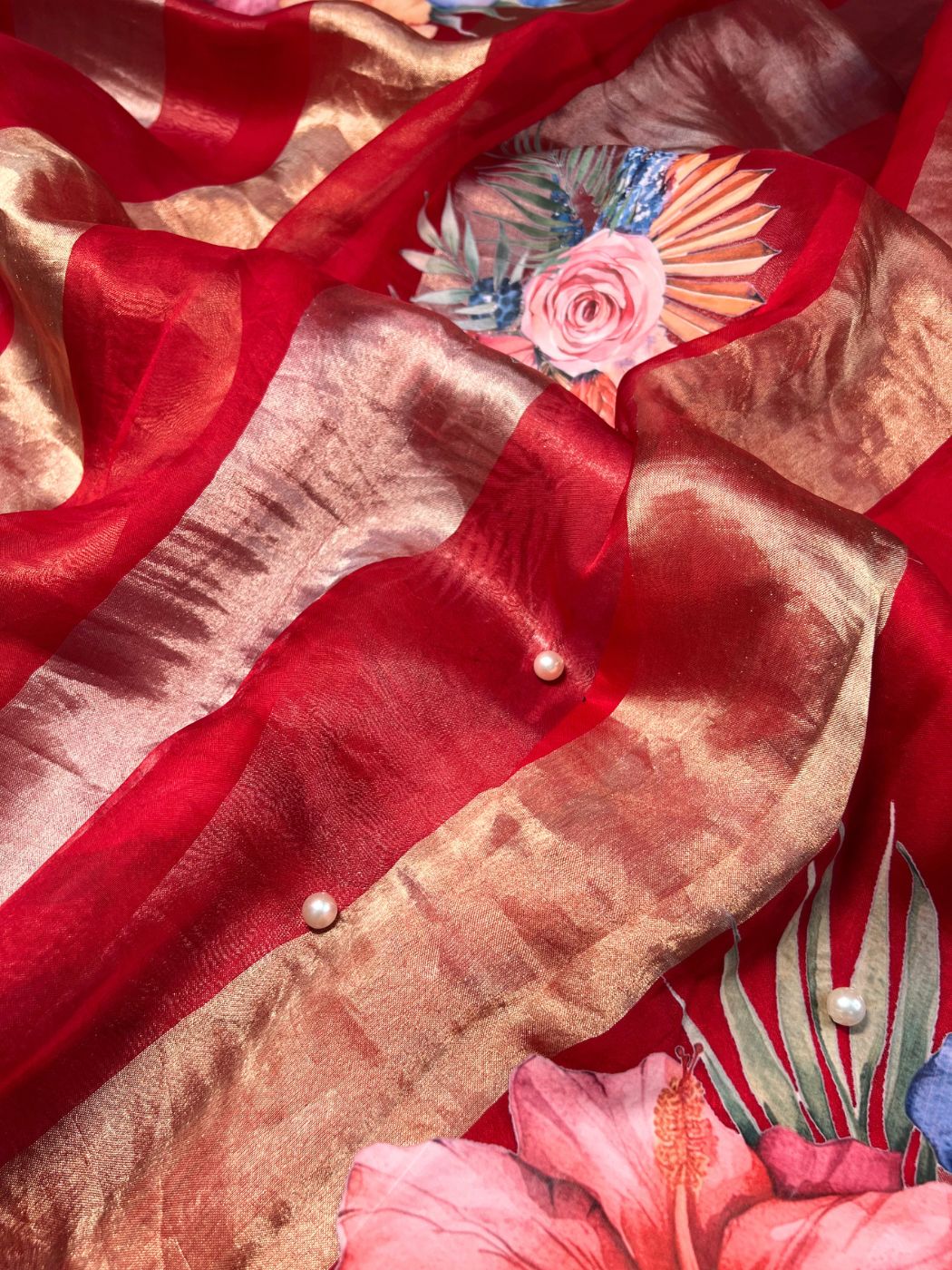 Red Kora Tissue Silk