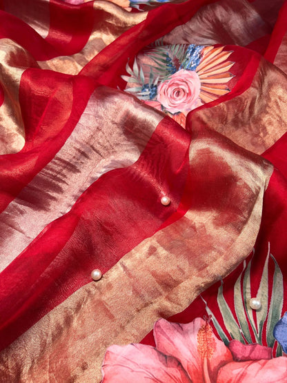 Red Kora Tissue Silk