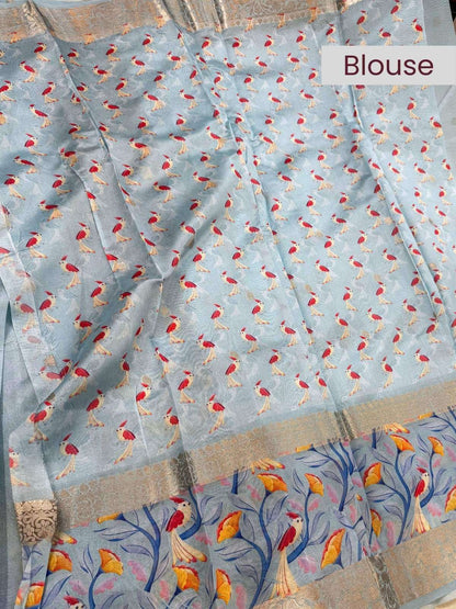 Chiniya silk saree crafted with fine detailing and luxurious drape