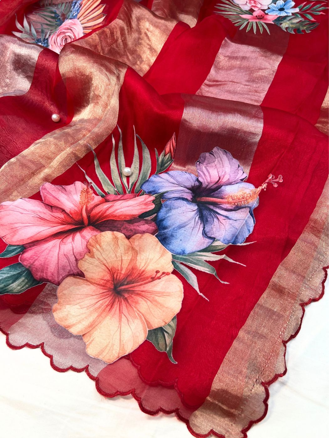 Red Kora Tissue Silk