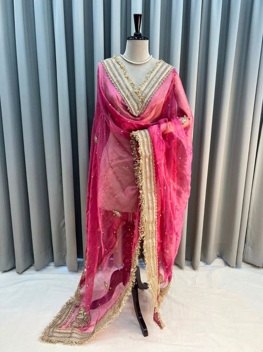 Hot Pink Tissue Silk Dupatta Gajgamini Dummy Full View 01 