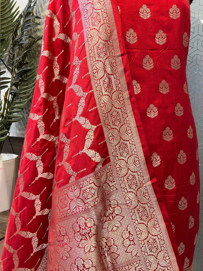 Red Katan Silk Suit