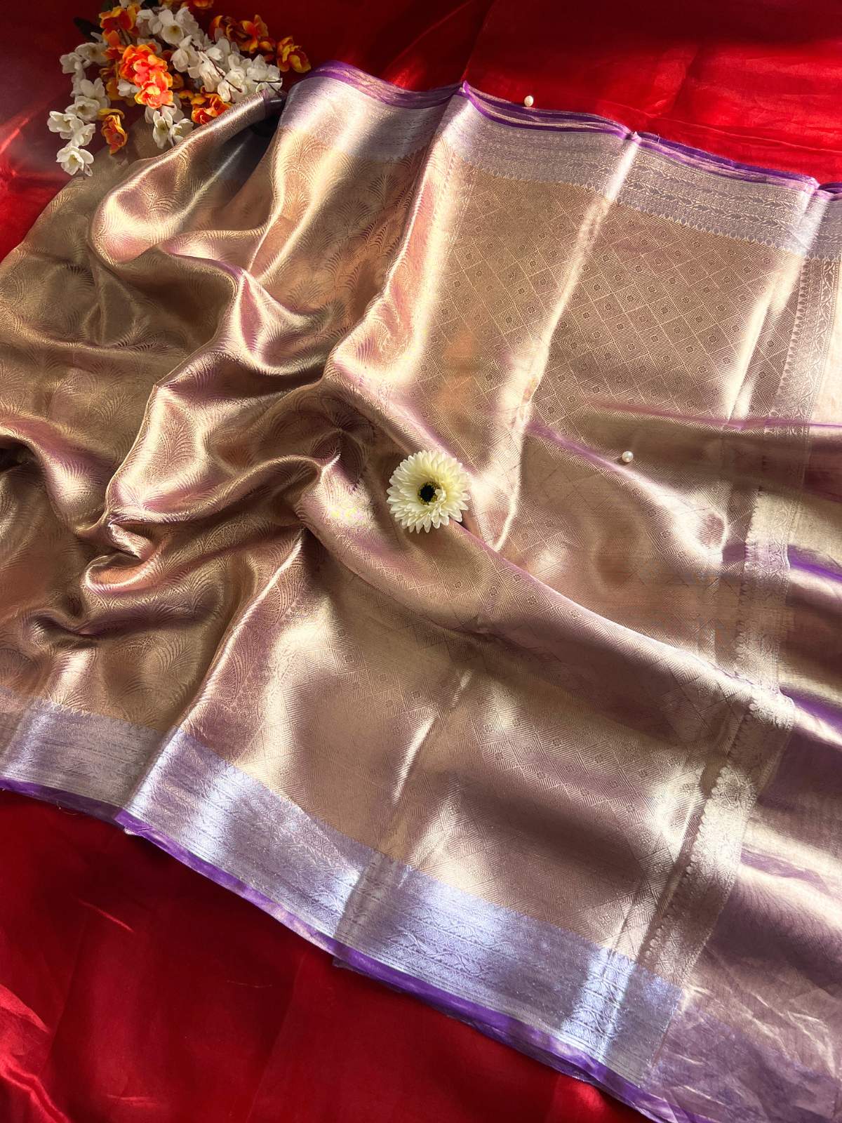 Champagne Gold Brocade Tissue Silk