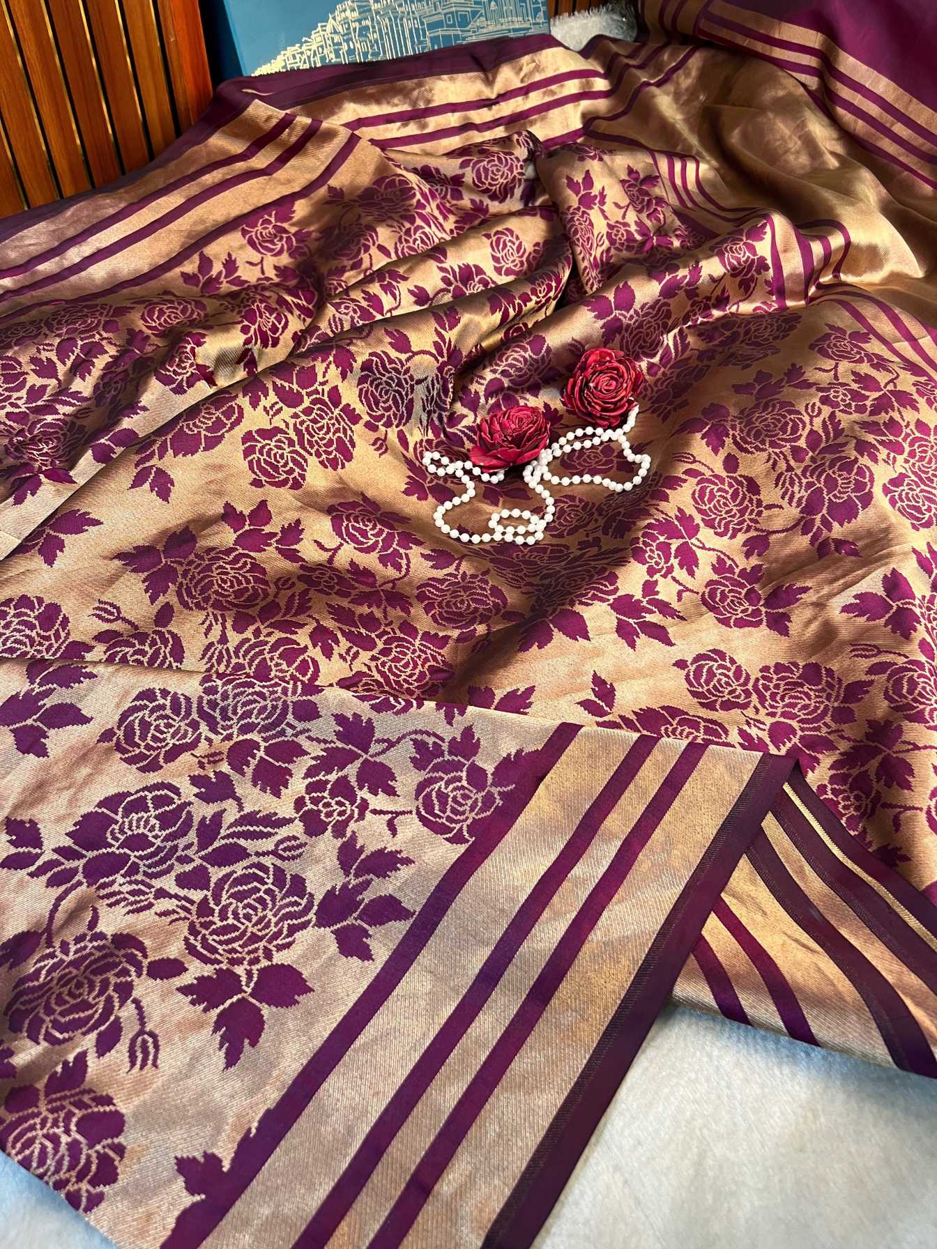 Deep Maroon-Plum Katan Silk