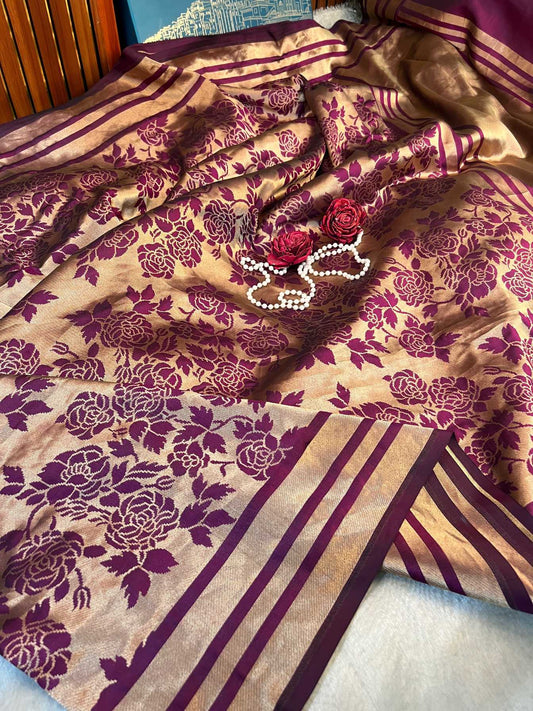 Deep Maroon-Plum Katan Silk