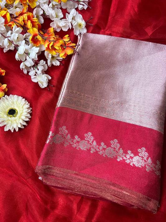 Red Brocade Tissue Silk