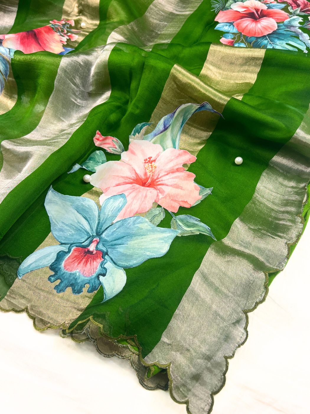 Green Kora Tissue Silk