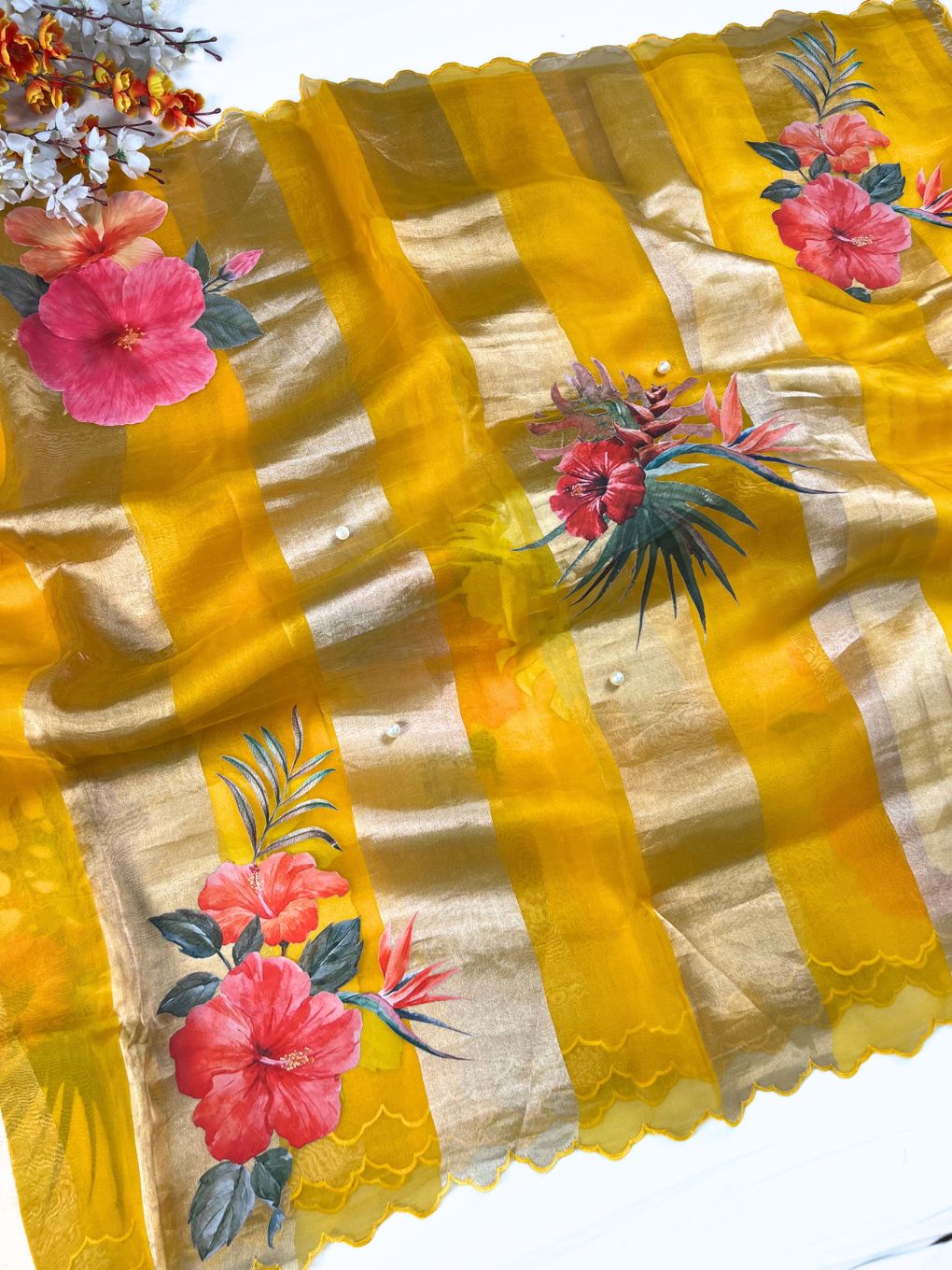 Yellow Kora Tissue Silk