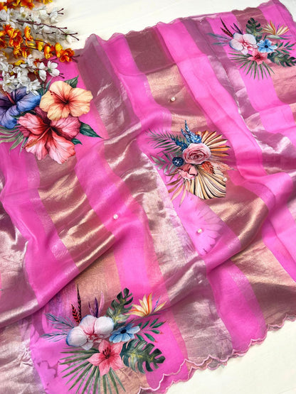 Pink Kora Tissue Silk