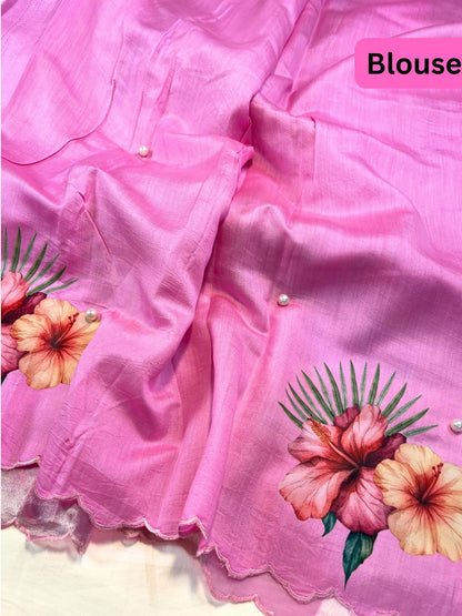 Pink Kora Tissue Silk