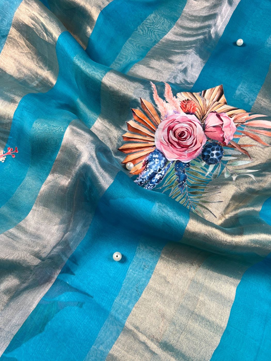 Sky Blue Kora Tissue Silk