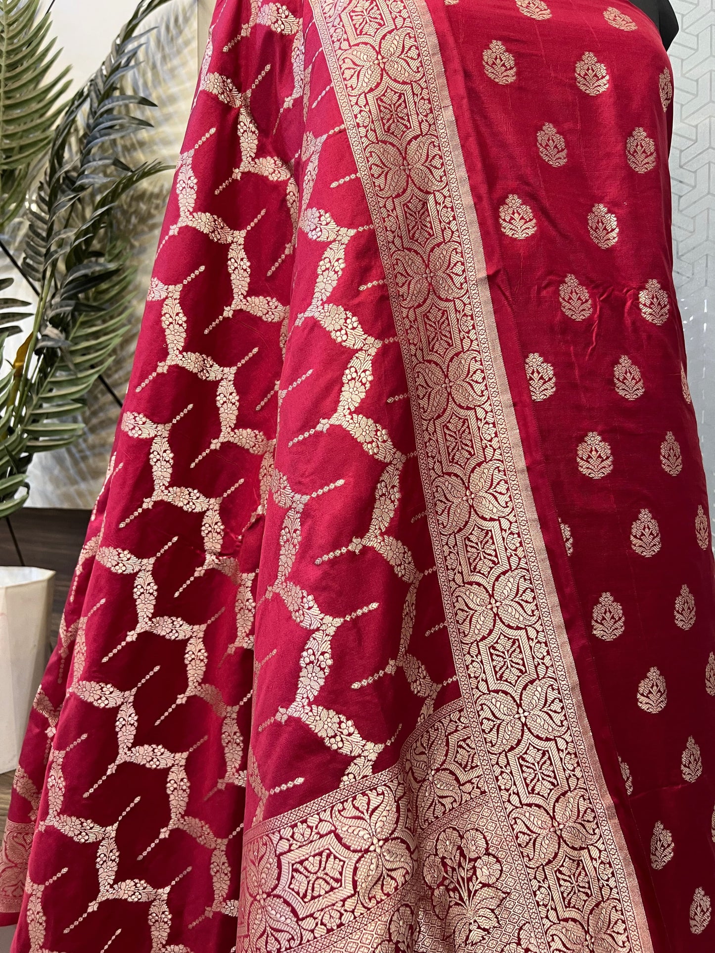 Maroon Katan Silk Suit