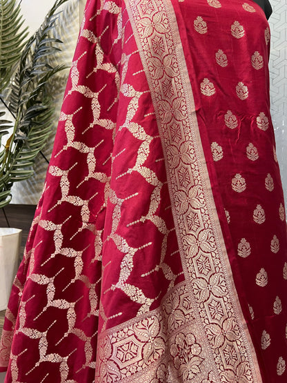 Maroon Katan Silk Suit