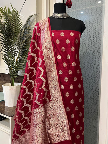 Maroon Katan Silk Suit