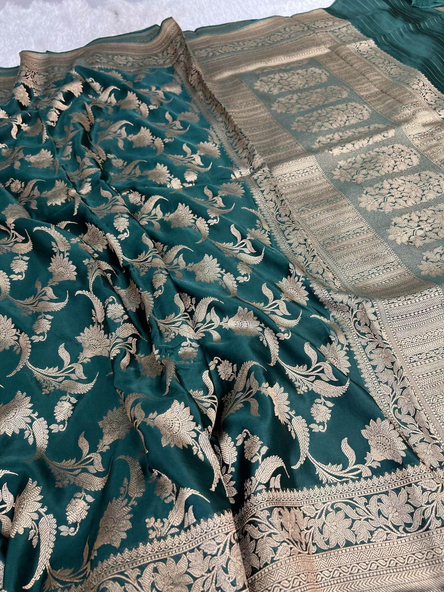 Green Chiniya Silk Saree