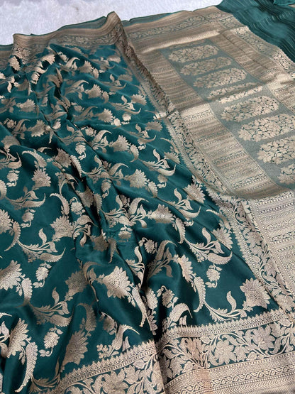 Green Chiniya Silk Saree