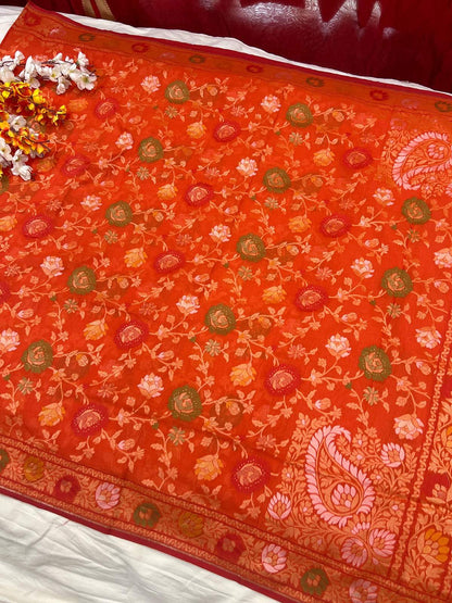 Orange Cotton Jamdani
