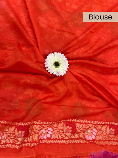 Orange Cotton Jamdani