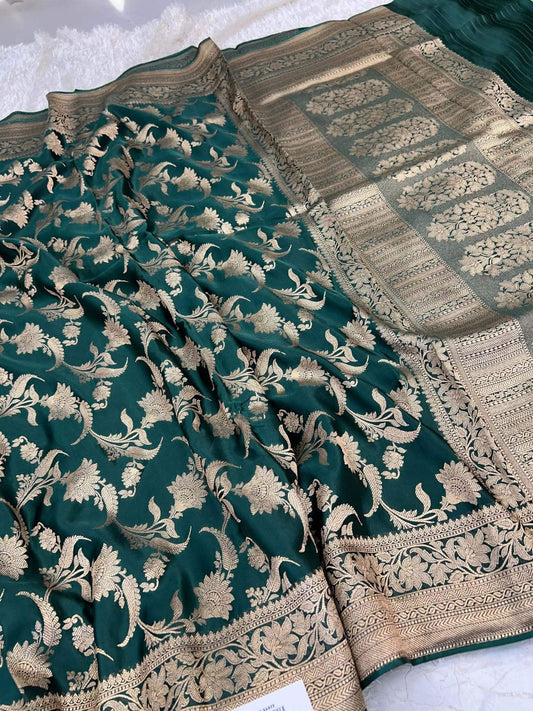 Green Chiniya Silk Saree