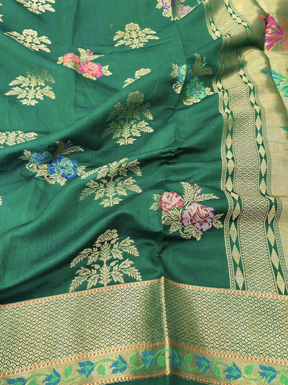 Green Chiniya Silk Saree