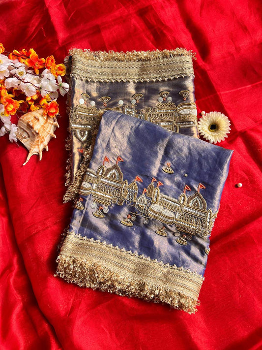 Metallic Lavender Jadau Banarasi Ghat