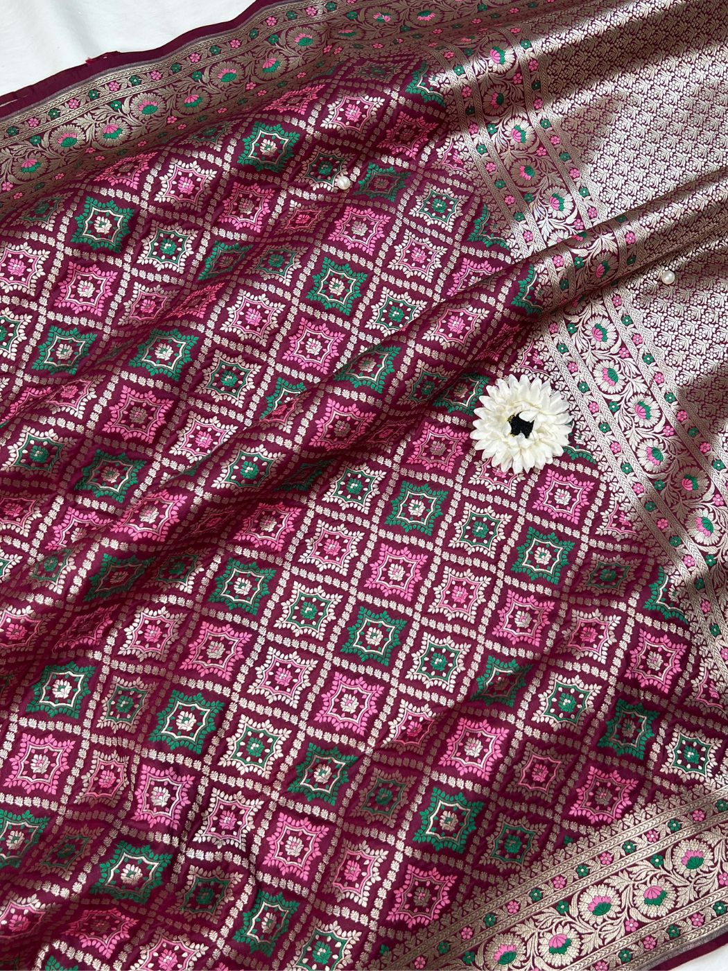 Wine katan Silk Saree Full View