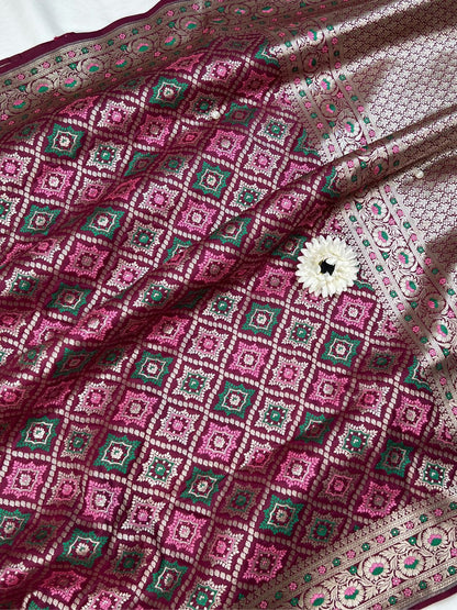 Wine katan Silk Saree Full View