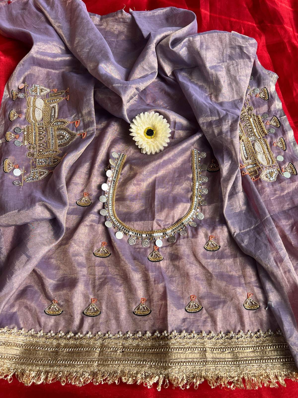 Metallic Lavender Jadau Banarasi Ghat