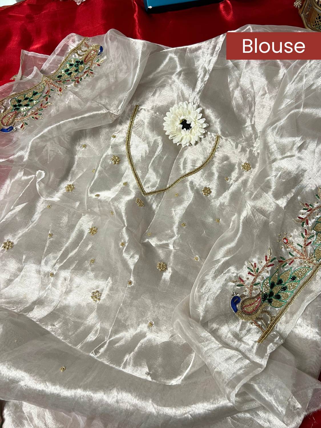 Silver brocade blouse