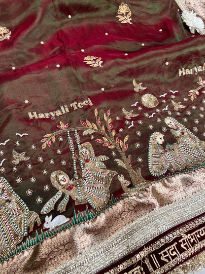 Maroon Hariyali Teej