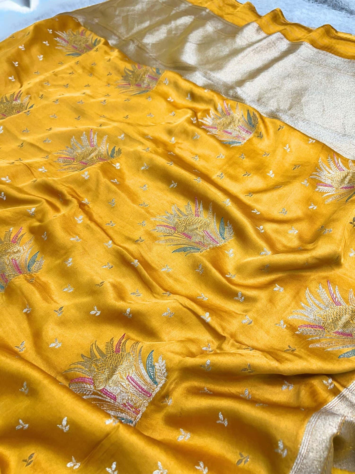 Yellow Mashru Silk