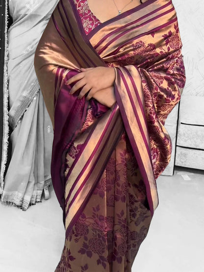 Deep Maroon-Plum Katan Silk