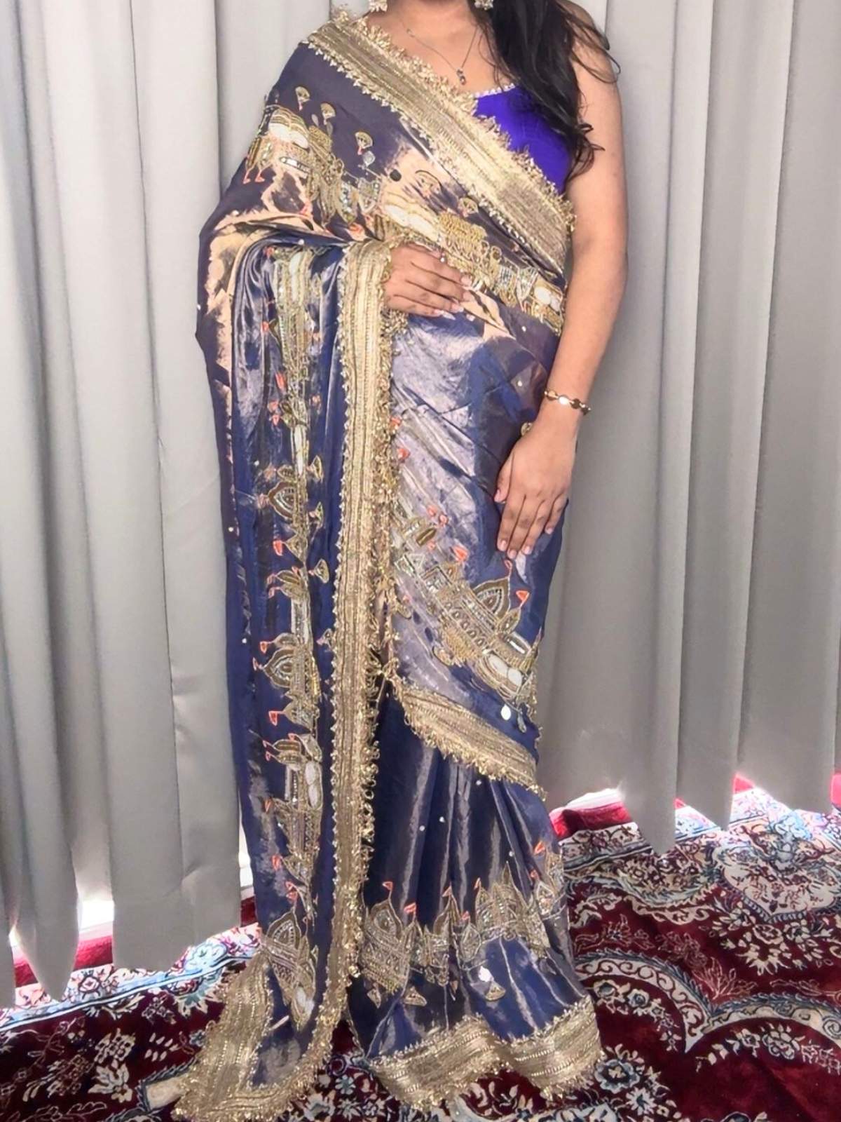 Metallic Lavender Jadau Banarasi Ghat