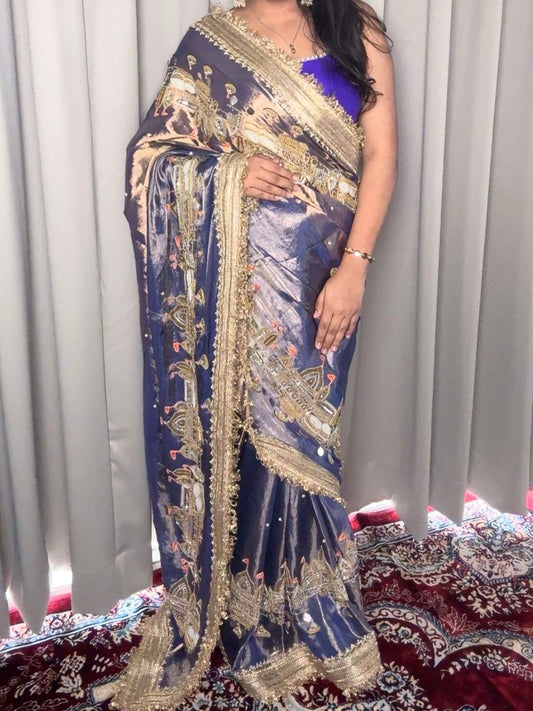 Metallic Lavender Jadau Banarasi Ghat