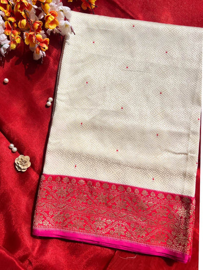 White Katan Silk Saree
